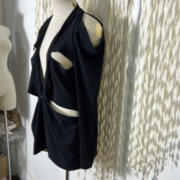 Calliope Black Sheer Silk Cut Out Jacket Size Large - Picture 2 of 10